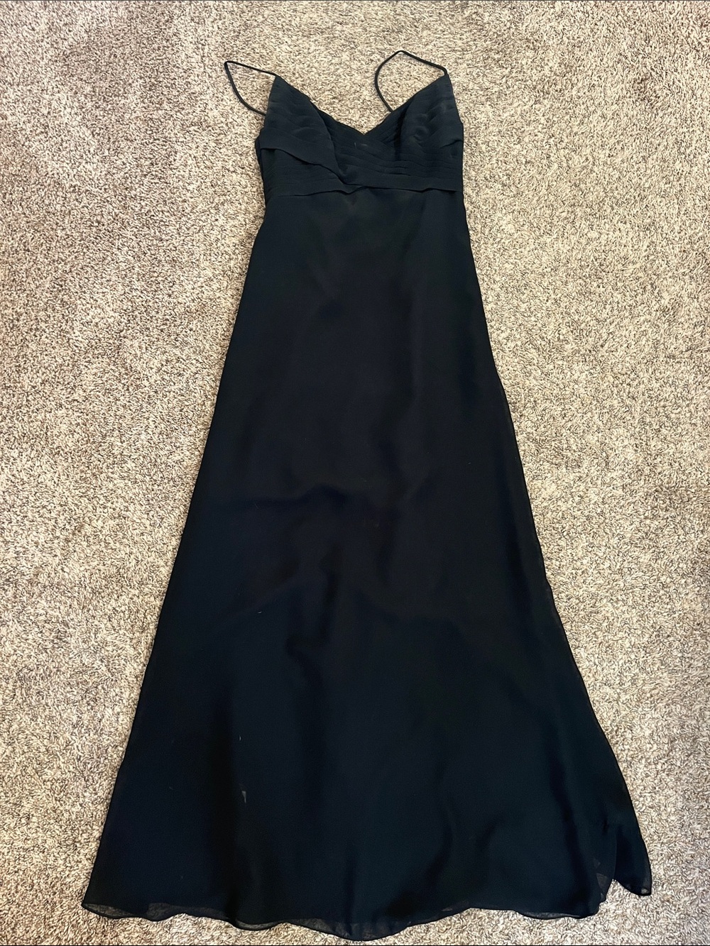 Elegant Black Spaghetti-Strap Prom Gown
